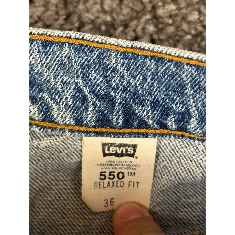 VTG Levi's 550 Orange Tab Relaxed Fit Denim Shorts Mens 36 Blue 90s 36550-0214